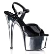 6 1/2 Inch Sexy Black Chrome Platform Sandals Open Toe Shoes Ankle Strap