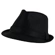 Solid Pinstripe Sheen Tone Fedora Trilby Hat Black Medium Large
