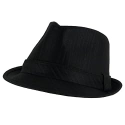 Solid Pinstripe Sheen Tone Fedora Trilby Hat Black Medium Large