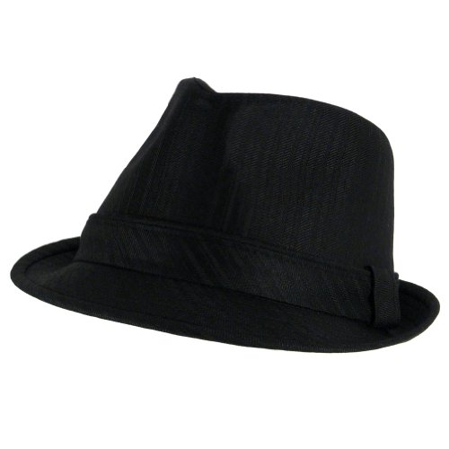Solid Pinstripe Sheen Tone Fedora Trilby Hat Black Large Extra Large