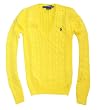 Ralph Lauren Sport Women V-Neck Pony Logo Yellow Sweater