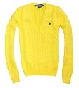 Ralph Lauren Sport Women V-Neck Pony Logo Yellow Sweater