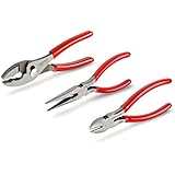TEKTON PLR99004 Long Nose, Slip Joint, and Cutting Pliers Set, 3 Piece