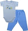 Hudson Baby Organic Bodysuit and Pant Set, Blue, 3-6 months