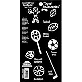 Family Car Stickers Sport Accessories Vinyl Auto Decal, FootBall, Tennis Racket, SoccerBall, Golf Club, BaseBall & Glove, BasketBall