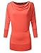 NINEXIS Women's Draped Cowl Neck 3/4 Sleeve Top (S-3XL / 12 Colors)