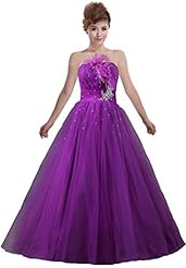 Strapless  Feathers  Ball Gown Prom Dress 