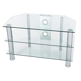 Levv - Glass Stand For Plasma & LCD TV Up To 32" Or 40kg - Clear Glass With Chrome Legs