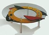 48 Inch Artistic Round Glass Cocktail Table