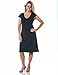Alki'i V-Neck Double Fabric Bodice with A-line Drape Silvia Dress Charcoal L