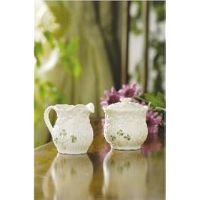 BELLEEK DAISY CREAMER AND COVERED SUGAR B2836 by 