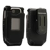 Lambskin Two-Piece Fitted Leather Case, Black with Plastic Face, Micro-Suede Lining and Detachable Ratcheting Clip for Nokia 6126