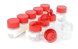 SpiceStor 2" Clear Spice Bottle Set with Organizer (10-Pack), Clear Bottle with Red Cap