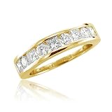 416XDgsyA1L. SL160  14k Yellow Gold Round & Princess Anniversary Wedding Diamond Ring Band Size 7