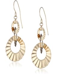 Duragold 14k Yellow Gold Graduated Wavey Open Circle Dangle Earrings