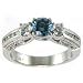 Jewelry : 0.71ct.tw round cut Irradiated Blue Diamond & 0.52ct.tw diamond in 18k white gold ring