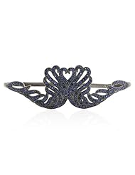 .925 Sterling Silver Blue Sapphire Pave Palm Bracelet Bridal Jewelry