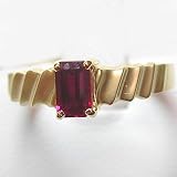 14K Yellow Gold Created Ruby Ring