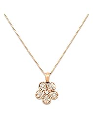 Plumeria Necklace with Diamonds in 14K Rose Gold - 10mm