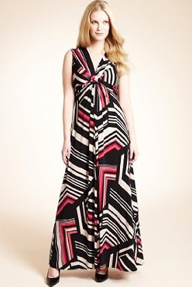 Abstract Print Twisted Front Maxi Jersey Dress