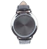 Stainless Steel Material Elegant Design Blue Hybrid Touch Screen LED Watch , With 60 Blue LED Lights, High Class Design, Leather Band, Support Touchscreen