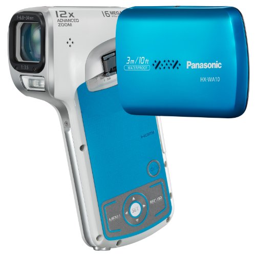 Panasonic HX-WA10EG-A Full HD Mobilkamera-Camcorder (16 Megapixel, 5-fach opt. Zoom, 6,9 cm (2,7 Zoll) Display, bis 3m wasserdicht) blau