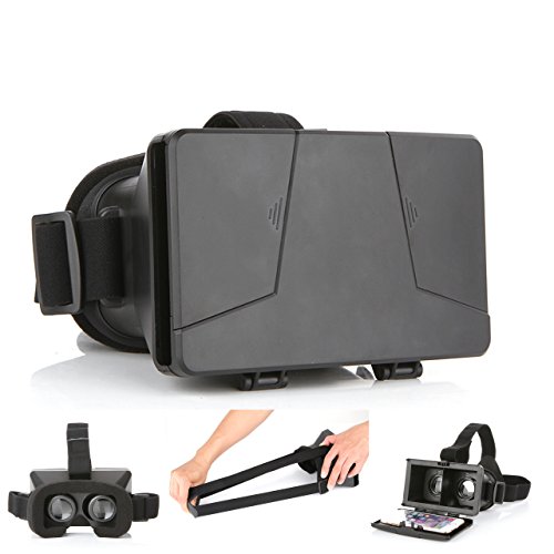 LEAP-HDÂ® VIRTUAL REALITY CARDBOARD TOOLKIT SMARTPHONE VIRTUAL REALITY VIEWER ColorCross Universal Google Cardboard Plastic Version 3D VR Complete Kit Virtual Reality Glasses Headset for Real HD 3d Experience (A)