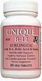 Unique B-12 Sublingual - 90 Tablets - (Vitamin B-12 as Methylcobalamin) Folic Acid Helps Maintain Brain and Cardio Health.
