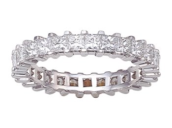 2.25 cts Princess Diamonds Eternity Band - Platinum, 18kt White or Yellow Gold