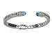 Blue Topaz Gemstone & Diamond 5.1 Carat Cable Bangle in Sterling Silver with 14K Gold Accents