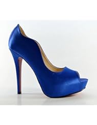 Shoes: littleboutique New peep toe satin platforms stiletto formal high heel wedding pumps bridal shoes evening heel blue 8