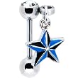 Blue and Black Nautical Star Dangle Eyebrow Ring
