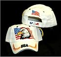Bold American Eagle USA Flag Baseball style Hat in WHITE