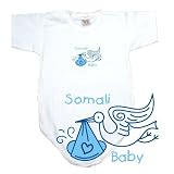 BABY BODYSUIT WHITE  LIGHT BLUE STORK SOMALI  SOMALIA 18 - 24 Months