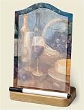 Memo Board ~ Wine and Cheese ~ dry-erase glass board ~ with marker ~ code 252