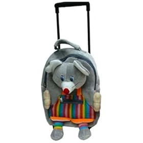 Kid'S Plush Mouse Trolley / Backpack With Wheels & Retractable Handle