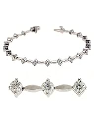 14K White Gold 3.01cttw Round Diamond Bracelet