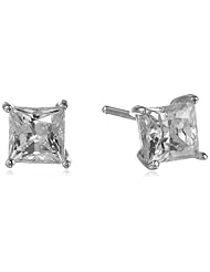 Sterling Silver Swarovski Zirconia 1 cttw Princess Cut Earrings