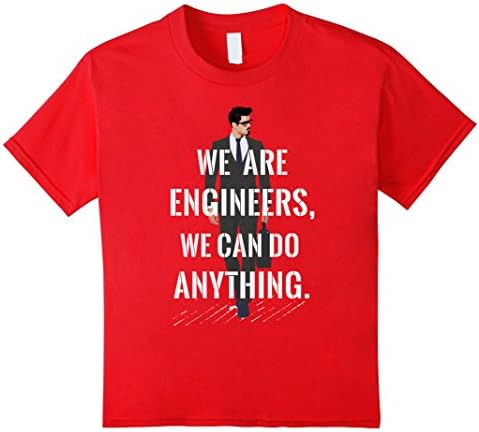 Kids Engineers Can Do Anything Software Computer Mechanical Shirt 8 Red