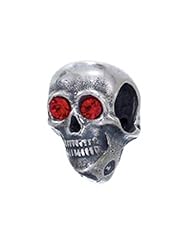 Zable (tm) Sterling Silver Skull Pandora Compatible Bead / Charm