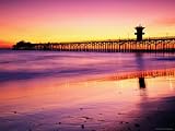 Seal Beach Pier at Sunset, California Art Photographic Poster Print by Richard Cummins, 16x12