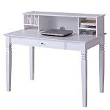 Writing Desk with Hutch in White Finish