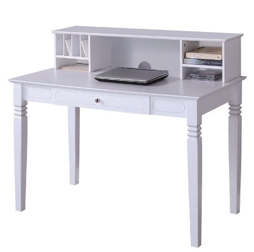 Elegant Desk with Hutch in White