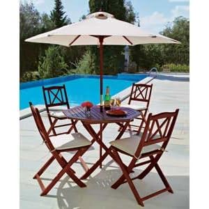 Richmond Dark Cream Parasol 2.1m Hardwood - Plus 4 Cushions