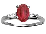 1.18 cts Genuine Ruby and Diamond Engagement Ring - 14kt White or Yellow Gold