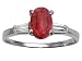 1.18 cts Genuine Ruby and Diamond Engagement Ring - 14kt White or Yellow Gold