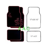 A Set of 4 Universal Fit Plush Carpet Floor Mats for Cars / Truck - Hearts Red