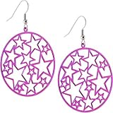 Pink Metallic Circular STAR Earrings