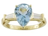 14K Yellow Gold Aquamarine and Diamond Ring