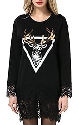 Long Sleeves General Print Applique Lace Wool  Dress